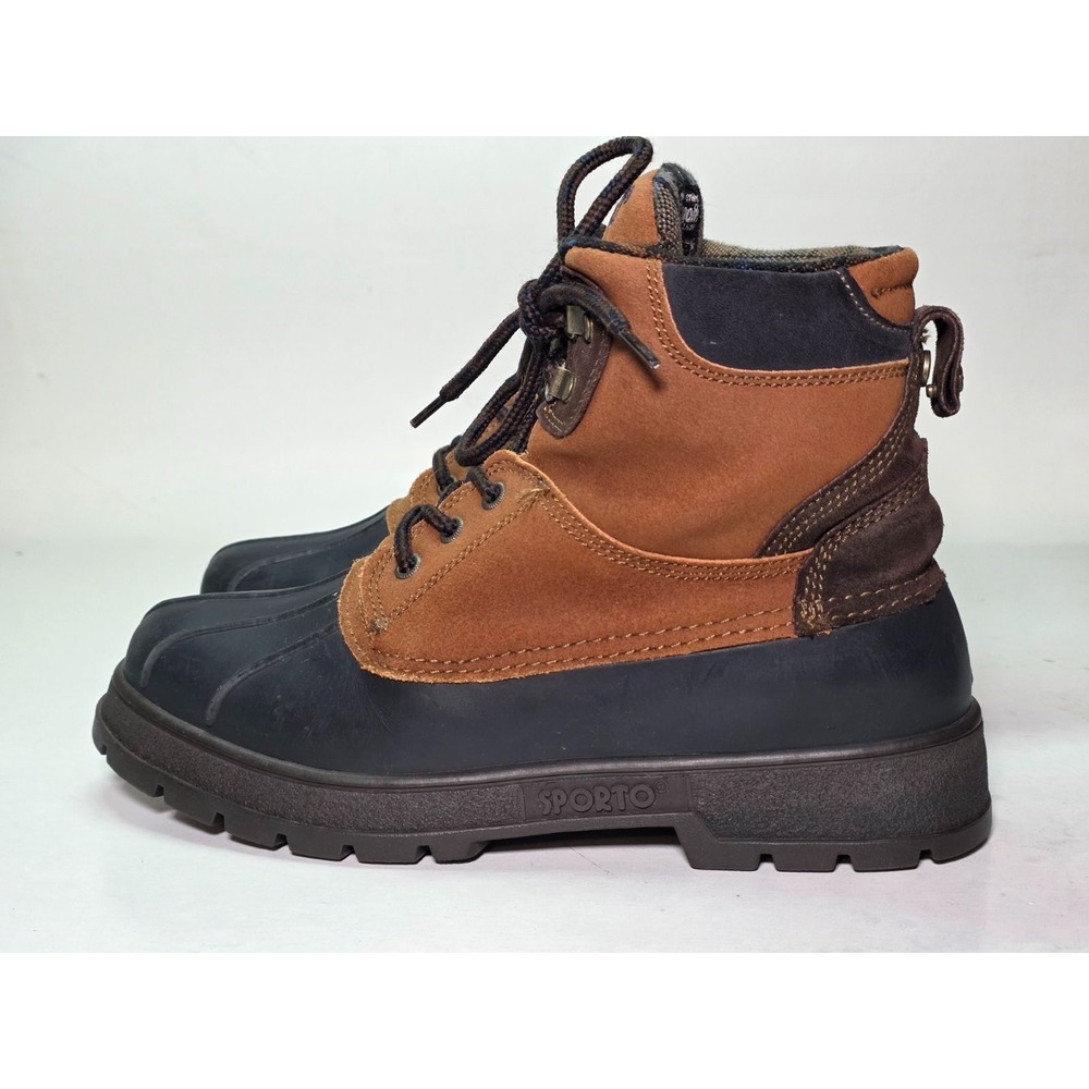 Sporto Thermolite Women's Duck Boots Size 10 Brown Black Suede Rain Mid Shoes